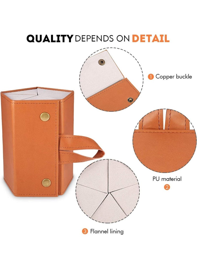 منظم نظارات شمس جلد من 5 فتحات محمول وقابل للطي لحمل وتخزين وعرض النظارات متعددة الأغراض تحافظ على منظمة في المنزل وعند السفر - Image 3